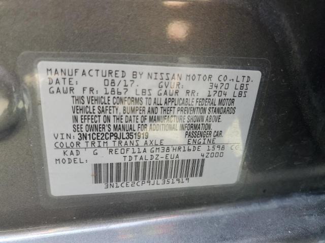 3N1CE2CP9JL351919 Nissan Versa Note S