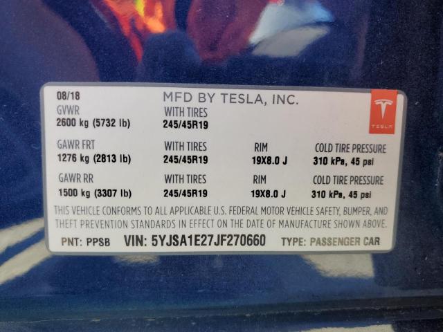 5YJSA1E27JF270660 Tesla MODEL S