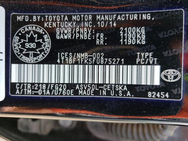 2015 TOYOTA CAMARY SE 4T1BF1FK5FU875271