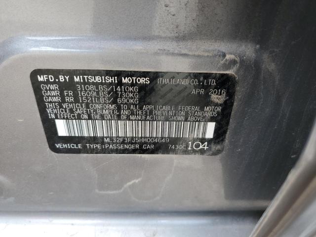 2017 Mitsubishi Mirage G4 Es VIN: ML32F3FJ5HH004649 Lot: 61056573