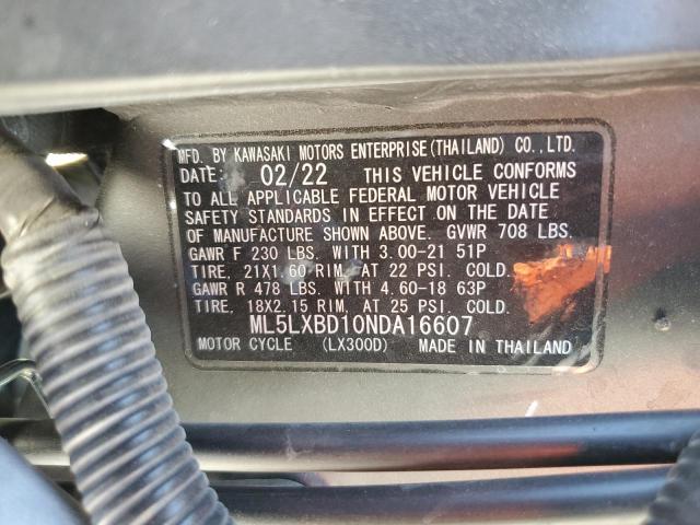 2022 KAWASAKI KLX300 D - ML5LXBD10NDA16607