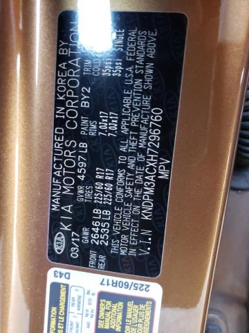 KNDPM3ACXH7296760 KIA Sportage Lx