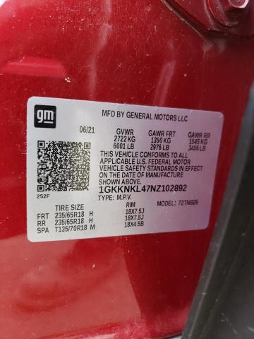 1GKKNKL47NZ102892 GMC ACADIA SLE