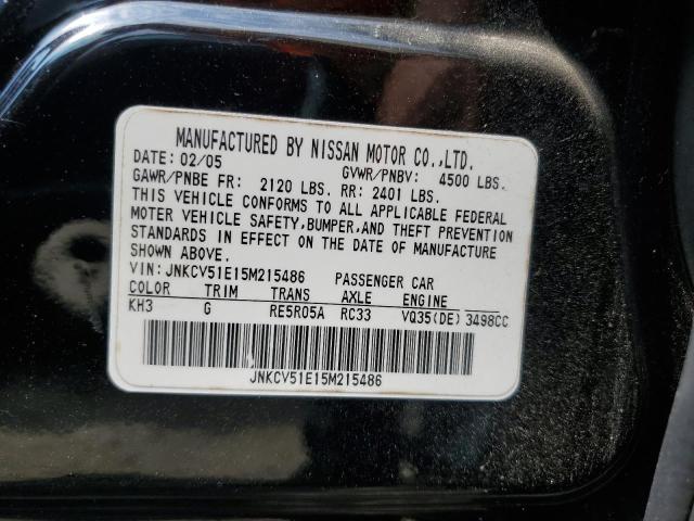 2005 Infiniti G35 VIN: JNKCV51E15M215486 Lot: 59578273