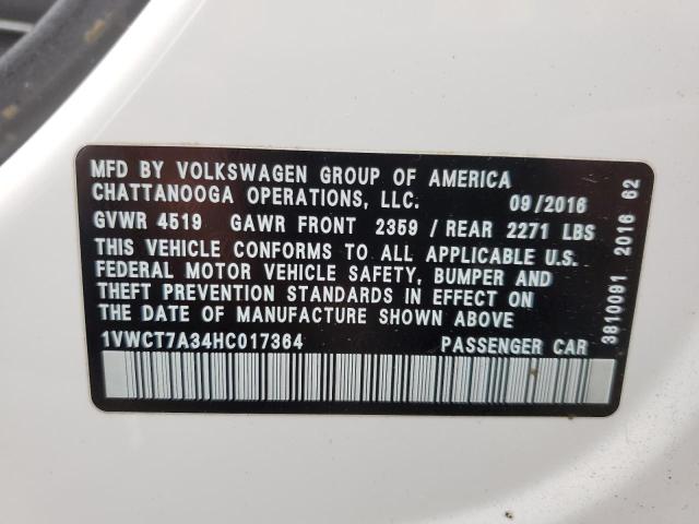 2017 VOLKSWAGEN PASSAT SEL - 1VWCT7A34HC017364