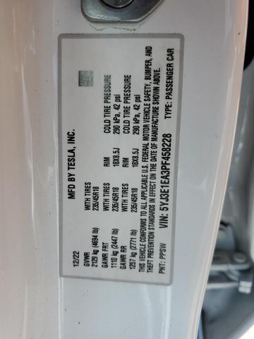 5YJ3E1EA3PF458228 Tesla MODEL 3