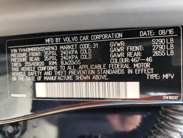 2017 VOLVO XC60 T6 DY YV449MRR0H2048143