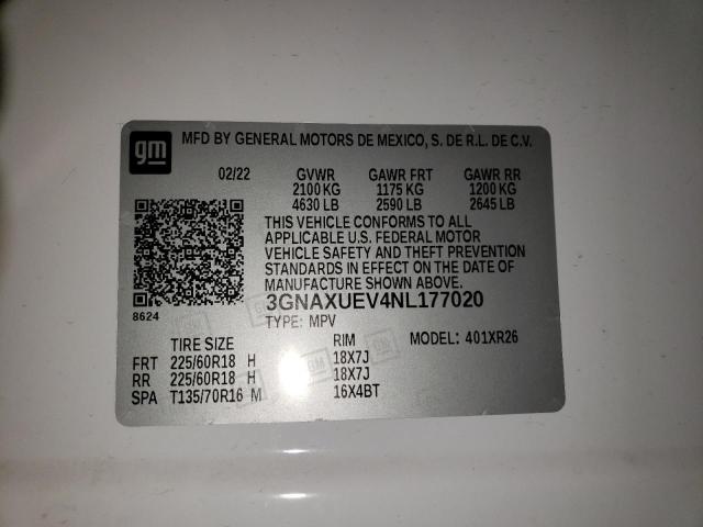 3GNAXUEV4NL177020 Chevrolet EQUINOX LT