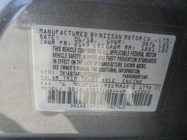 3N1AB7AP0JY330962 Nissan SENTRA S