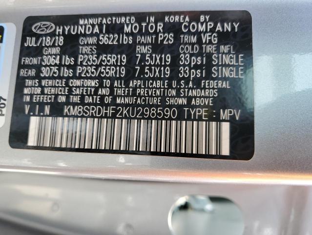 2019 HYUNDAI SANTA FE X - KM8SRDHF2KU298590