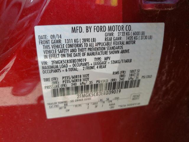 2FMGK5C83EBD39019 Ford FLEX SEL