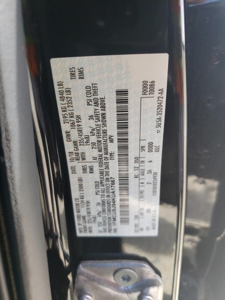 1FMCU9J94KUA17667 FORD ESCAPE 2019