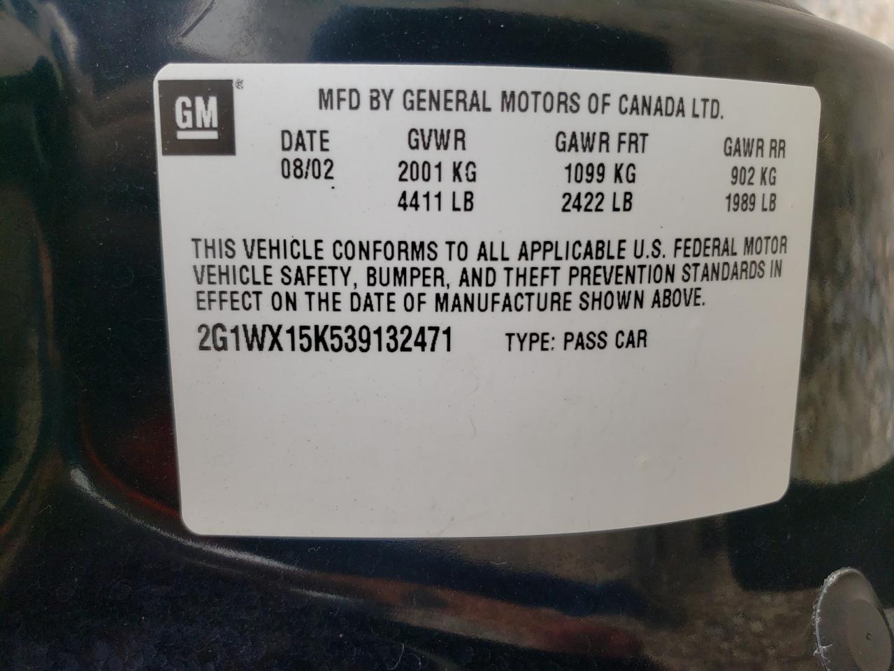 2G1WX15K539132471 2003 Chevrolet Monte Carlo Ss