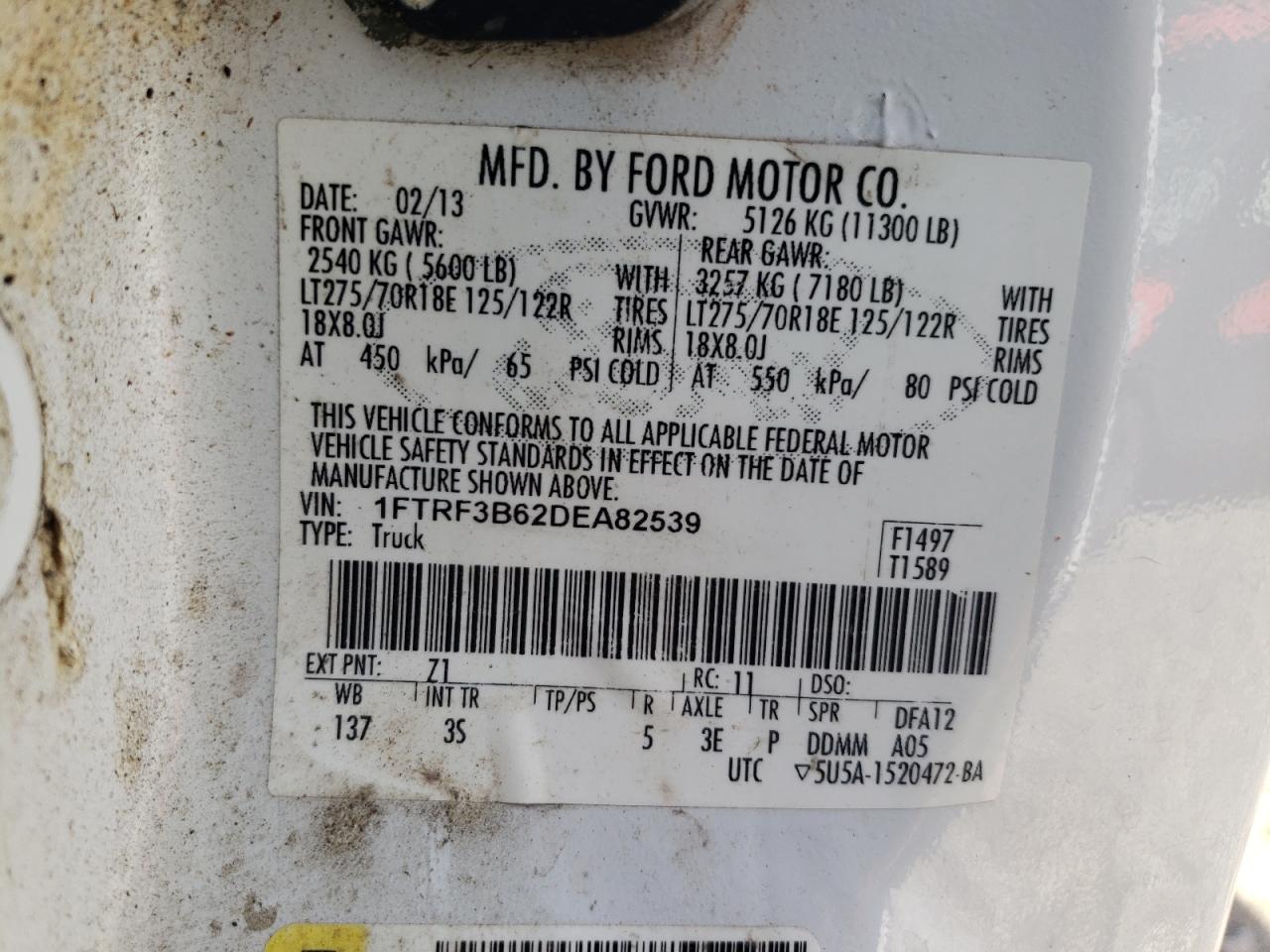 1FTRF3B62DEA82539 2013 Ford F350 Super Duty