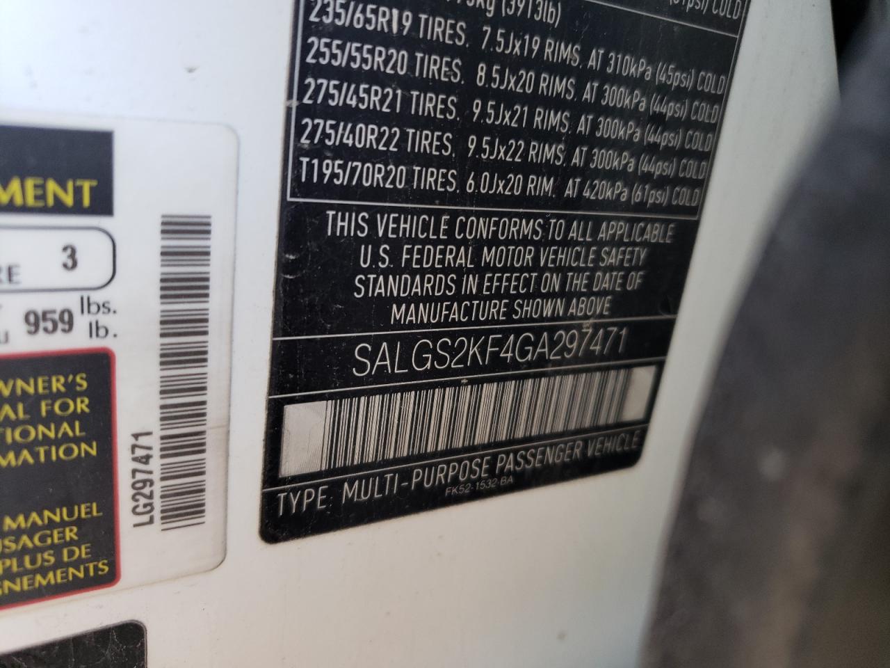 SALGS2KF4GA297471 2016 Land Rover Range Rover Hse