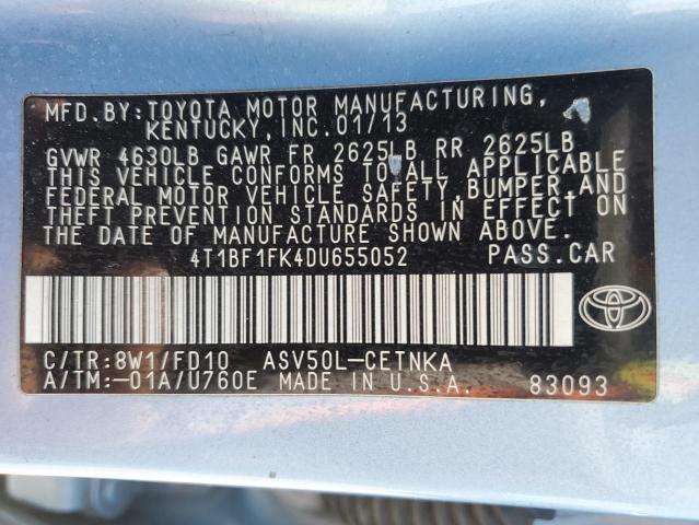 VIN 4T1BF1FK4DU655052 2013 Toyota Camry, L no.12