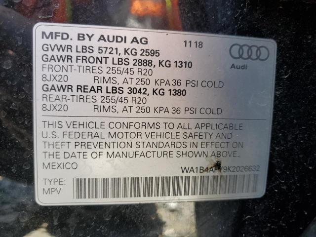 2019 Audi Sq5 Premium Plus VIN: WA1B4AFY9K2026632 Lot: 60763274