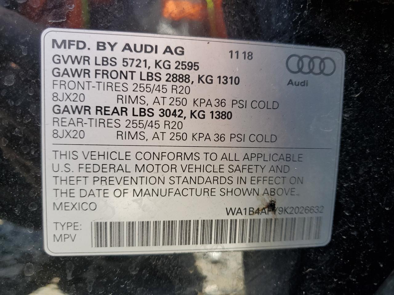 WA1B4AFY9K2026632 2019 Audi Sq5 Premium Plus