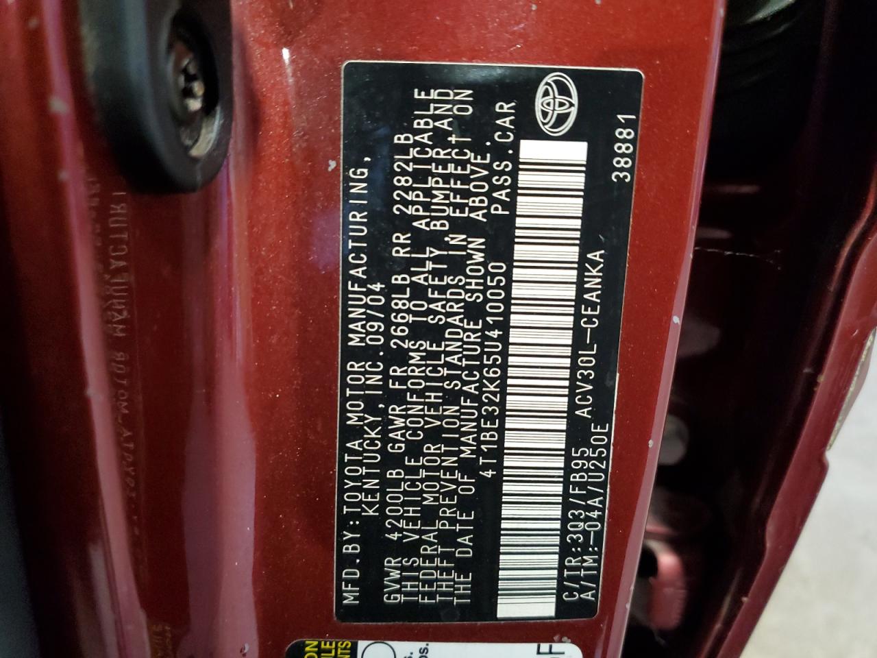 4T1BE32K65U410050 2005 Toyota Camry Le