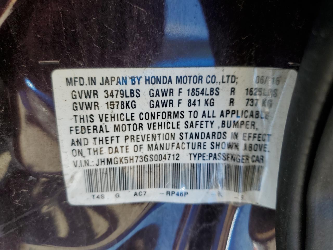 JHMGK5H73GS004712 2016 Honda Fit Ex