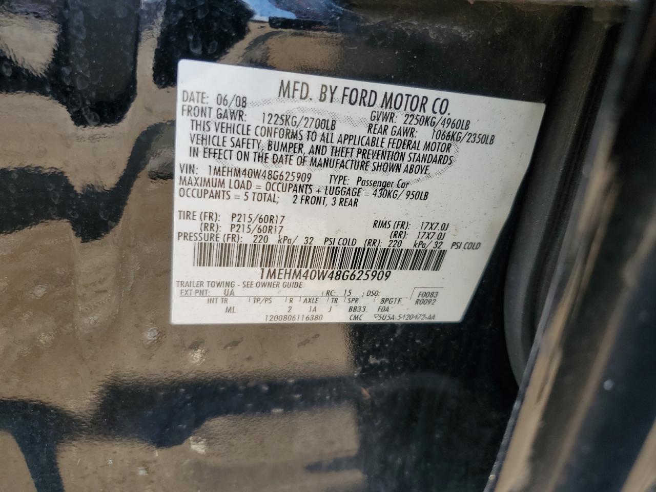 1MEHM40W48G625909 2008 Mercury Sable Luxury