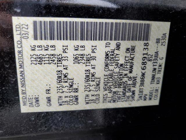 2022 Nissan Rogue Sv VIN: 5N1BT3BB6NC689138 Lot: 61124044