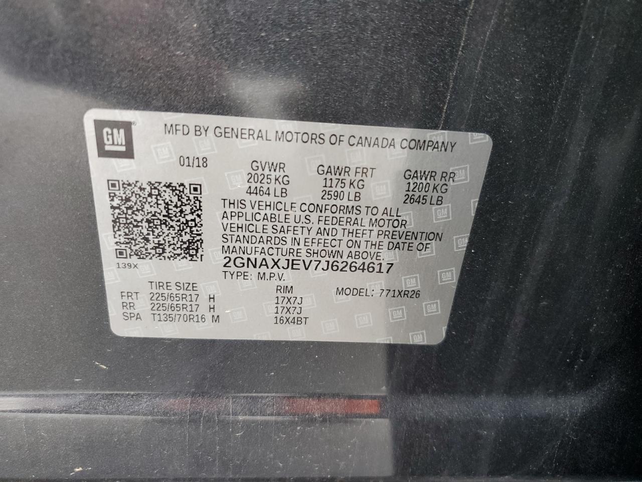 2GNAXJEV7J6264617 CHEVROLET EQUINOX 2018