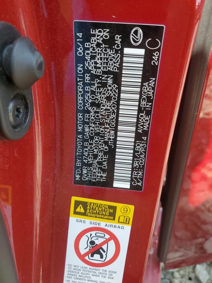 JTHBW1GG3E2070229 2014 Lexus Es 300H