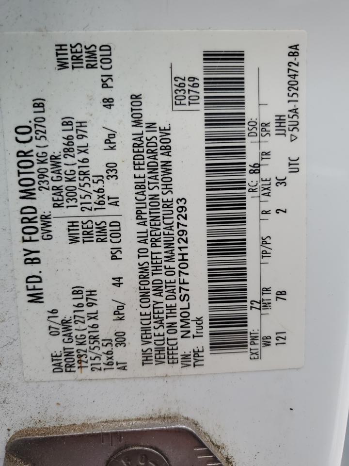 NM0LS7F70H1297293 FORD TRANSIT 2017