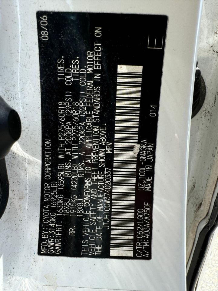 JTJHT00W374020337 2007 Lexus Lx 470