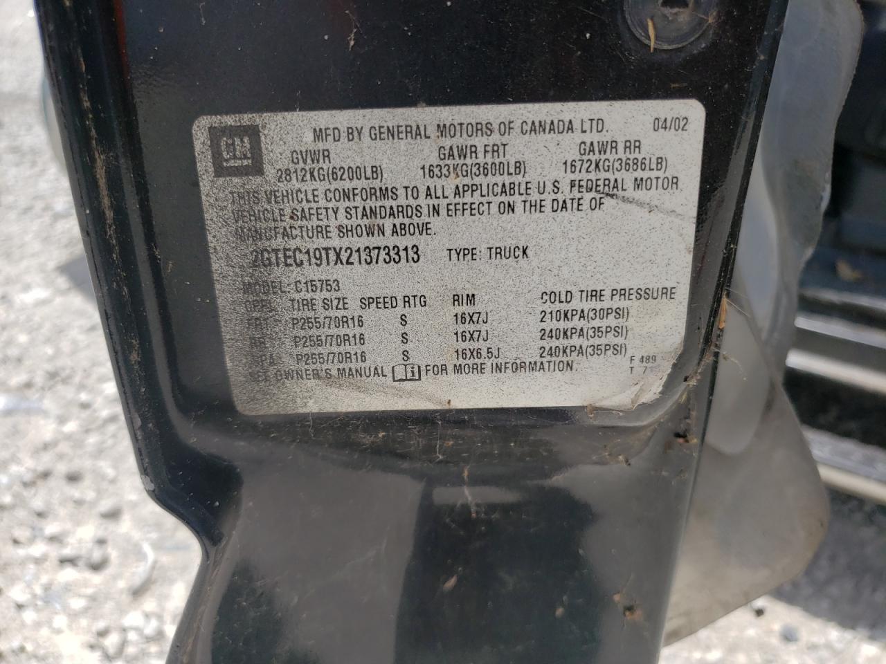 2GTEC19TX21373313 2002 GMC New Sierra C1500