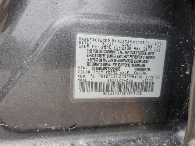 VIN 3N1AB7APXEY249408 2014 Nissan Sentra, S no.12