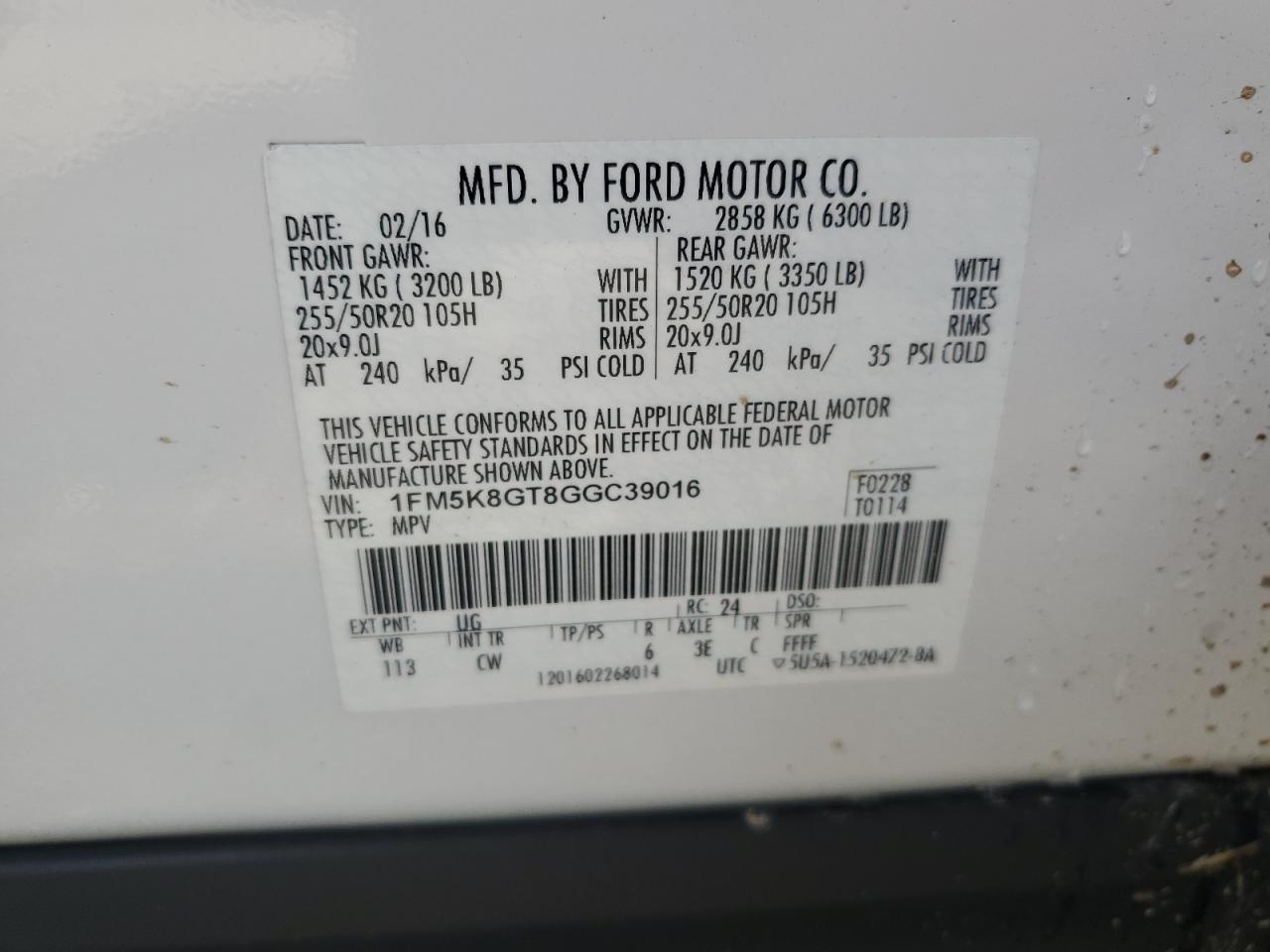 1FM5K8GT8GGC39016 2016 Ford Explorer Sport