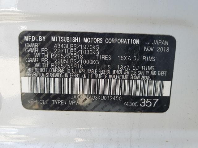 2019 MITSUBISHI OUTLANDER - JA4AP4AU3KU012450