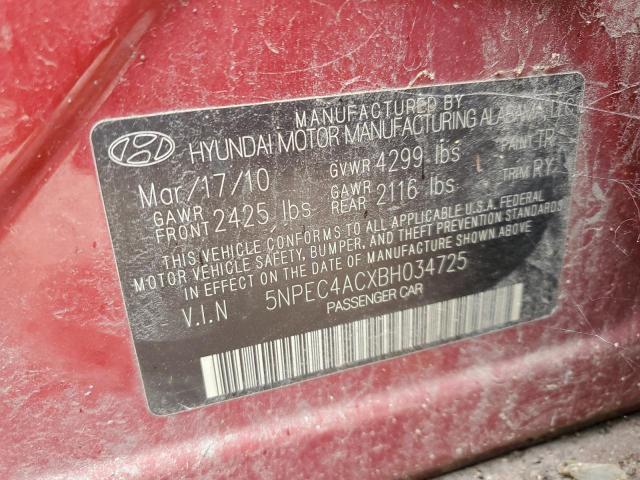 2011 Hyundai Sonata Se VIN: 5NPEC4ACXBH034725 Lot: 61963894