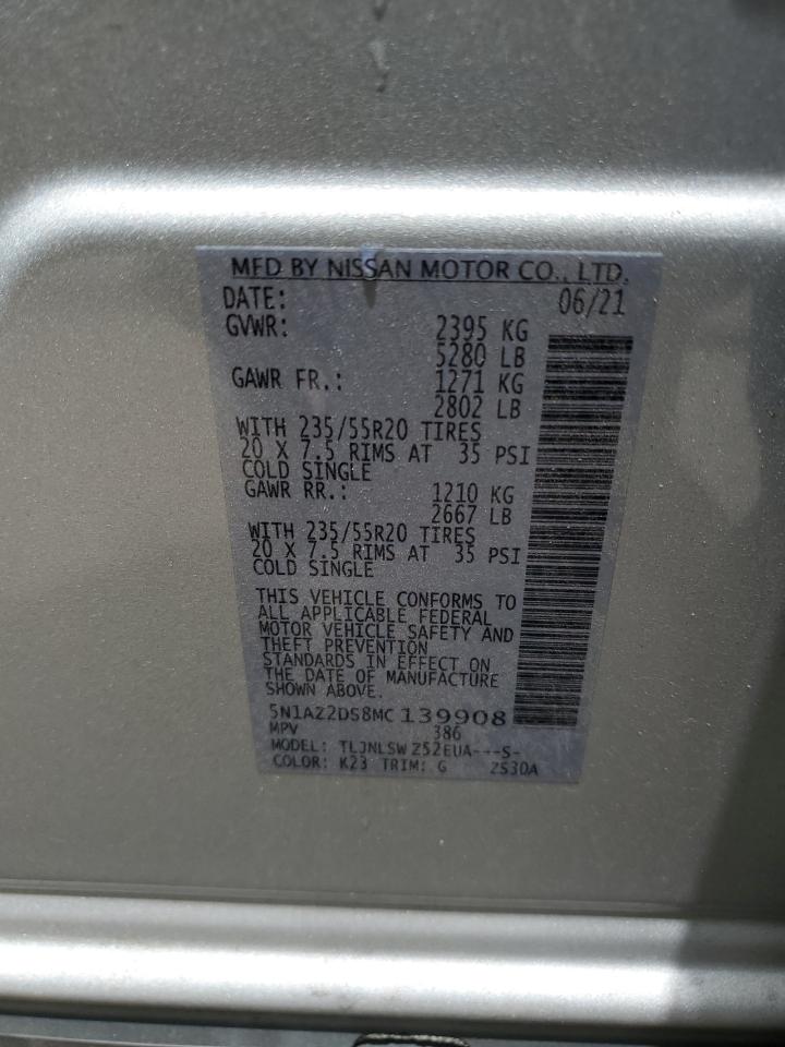 5N1AZ2DS8MC139908 NISSAN MURANO 2021