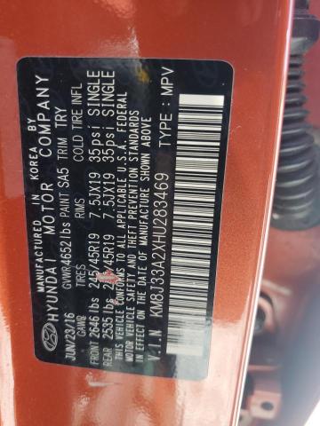 2017 Hyundai Tucson Limited VIN: KM8J33A2XHU283469 Lot: 62858484