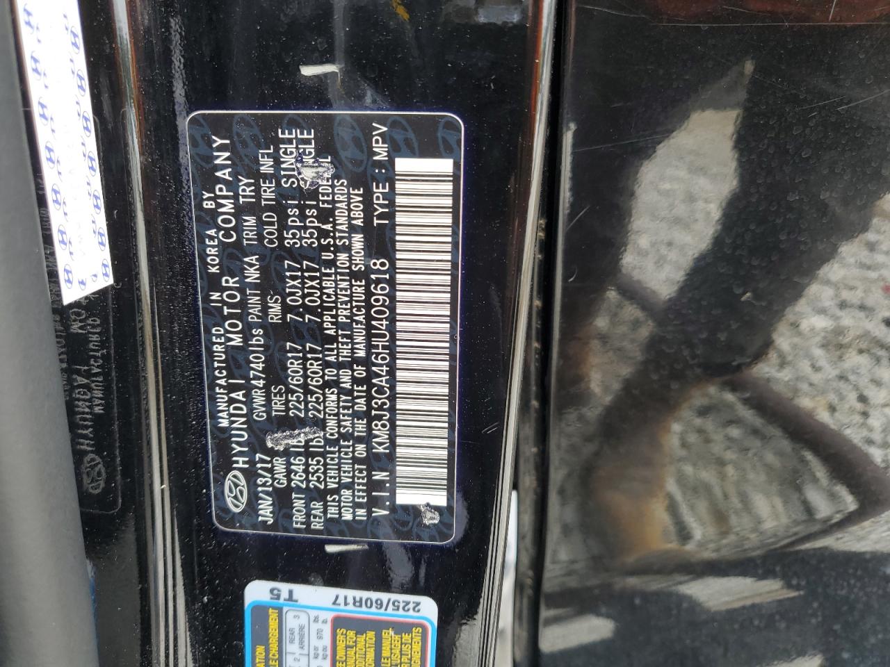 KM8J3CA46HU409618 2017 Hyundai Tucson Limited