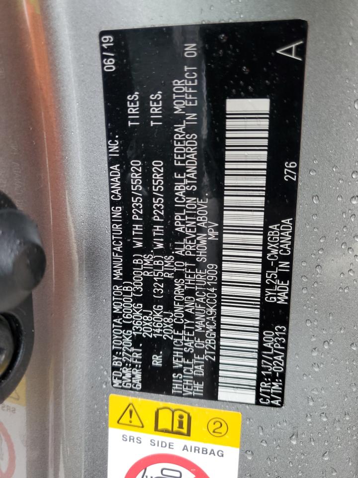 2T2BGMCA9KC041909 2019 Lexus Rx 450H Base