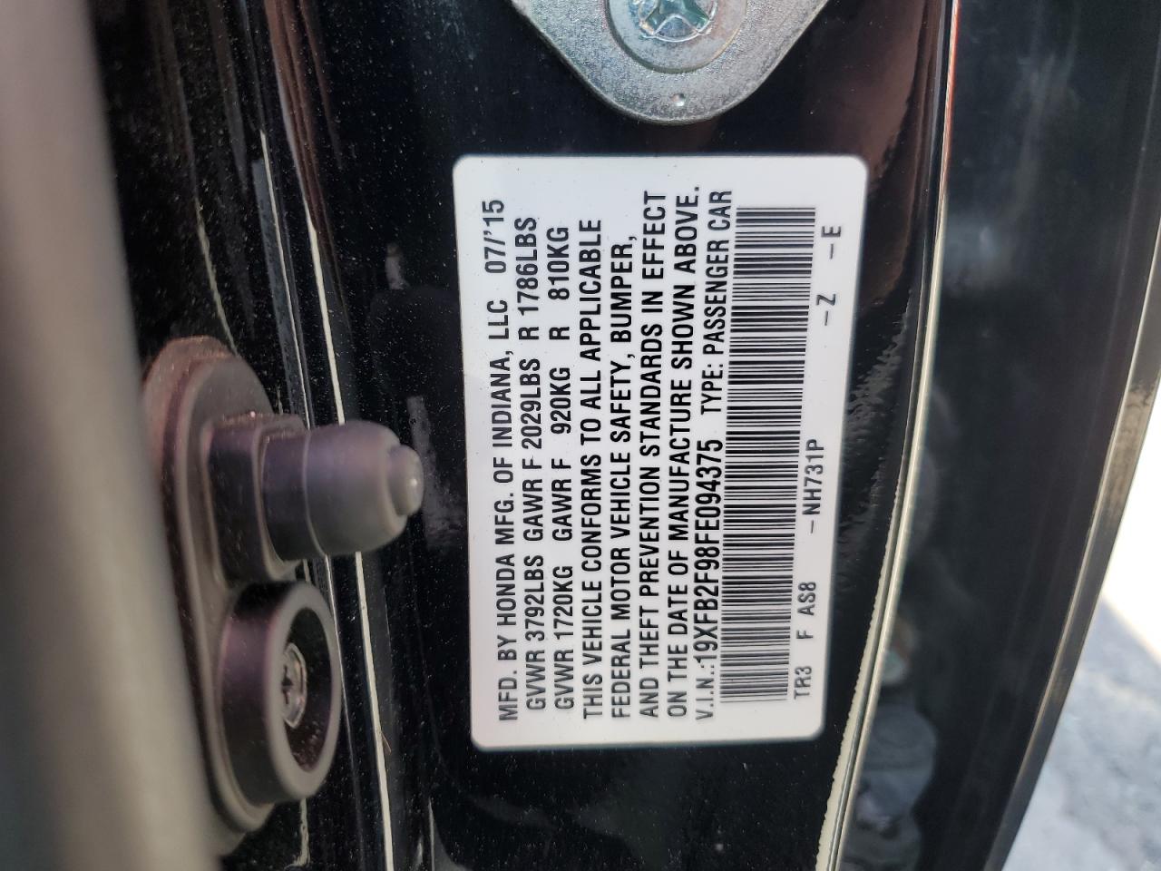 19XFB2F98FE094375 2015 Honda Civic Exl 19XFB2F98FE094375 2015 Honda Civic Exl