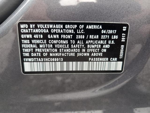 2017 VOLKSWAGEN PASSAT R-L - 1VWDT7A31HC069913