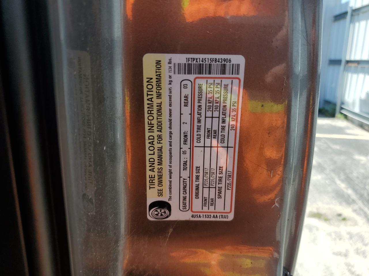 1FTPX14515FB43906 2005 Ford F150