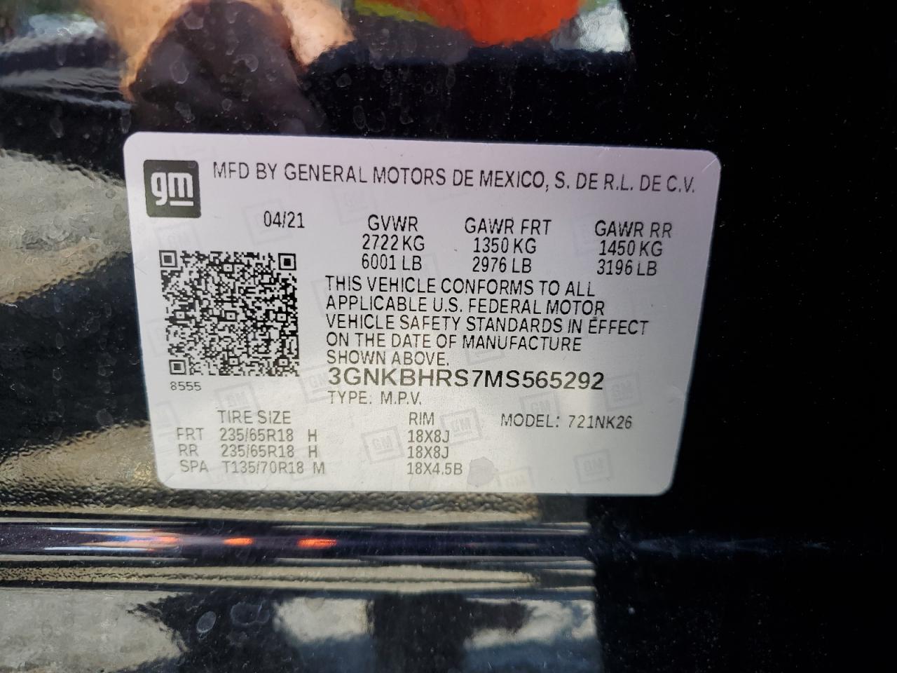 3GNKBHRS7MS565292 2021 Chevrolet Blazer 2Lt