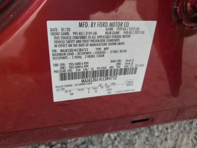 2020 Ford Ecosport Se VIN: MAJ6S3GL4LC384752 Lot: 62137414