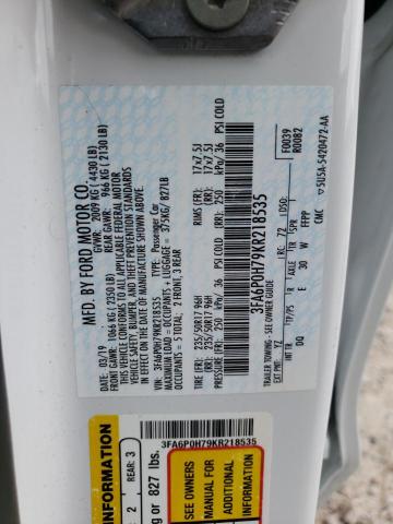 2019 Ford Fusion Se VIN: 3FA6P0H79KR218535 Lot: 60401034