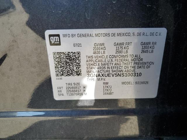 2022 CHEVROLET EQUINOX LT - 3GNAXUEV5NS100310
