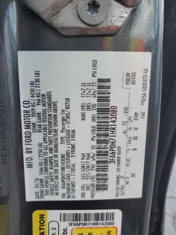2017 FORD FUSION SE - 3FA6P0H71HR143080