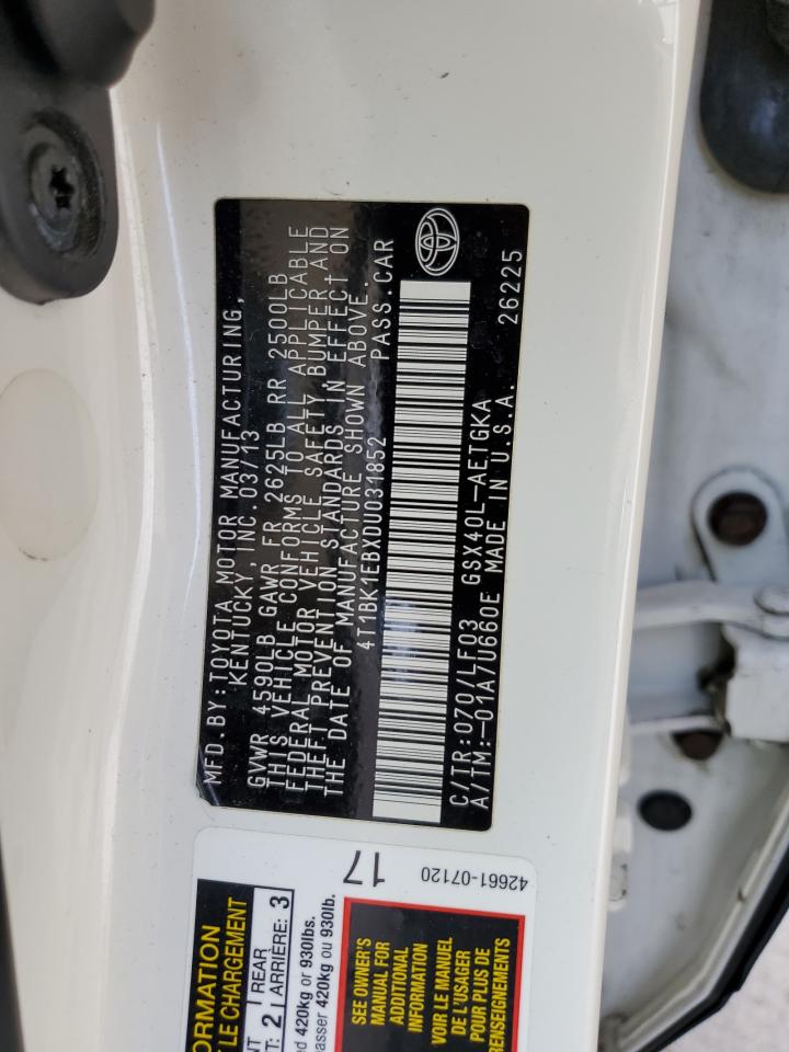 4T1BK1EBXDU031852 2013 Toyota Avalon Base