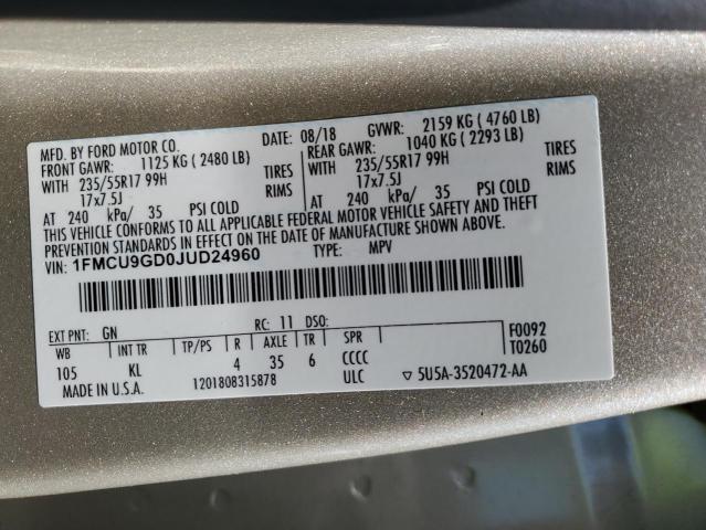2018 FORD ESCAPE SE - 1FMCU9GD0JUD24960