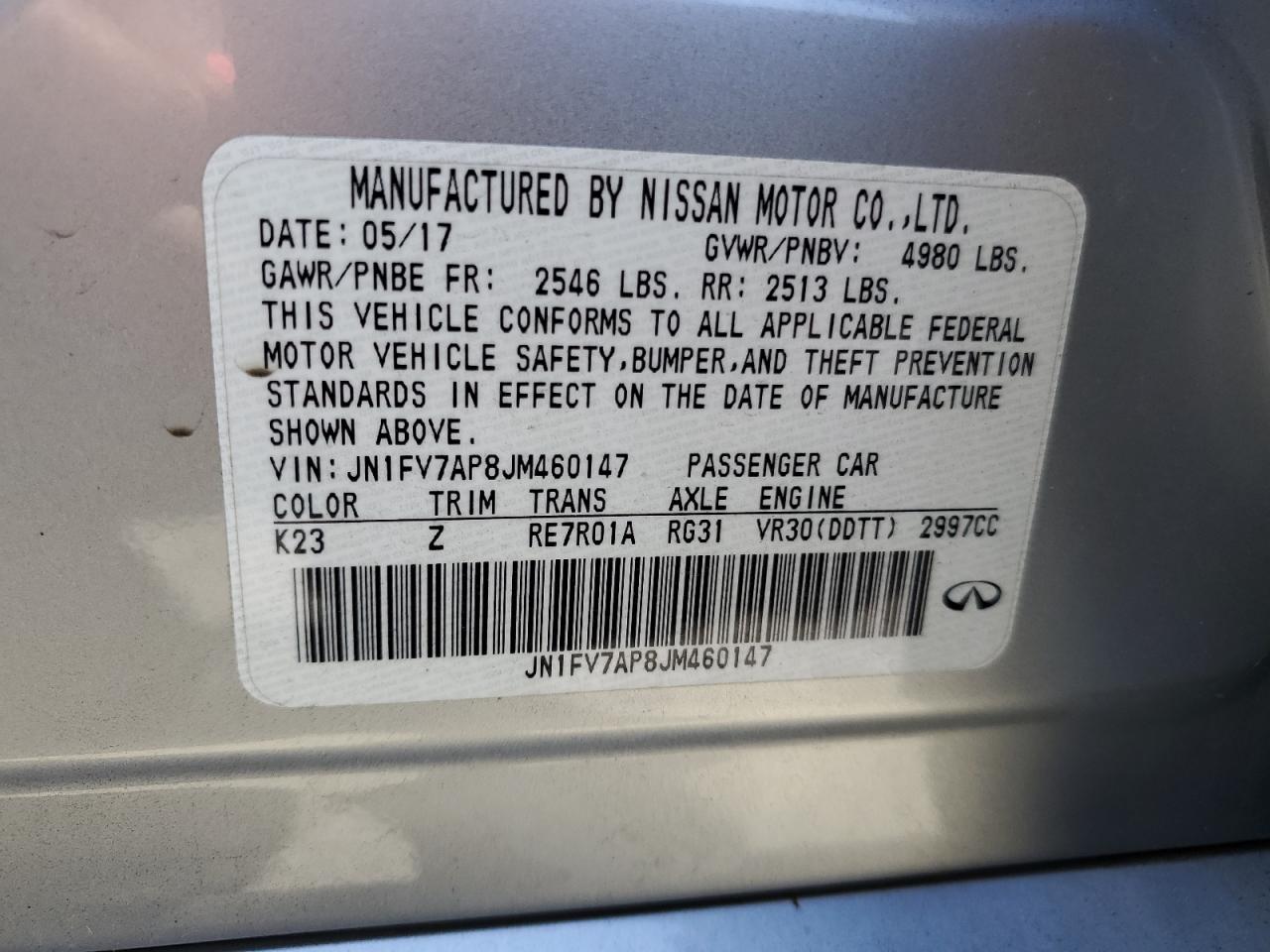 JN1FV7AP8JM460147 2018 Infiniti Q50 Red Sport 400